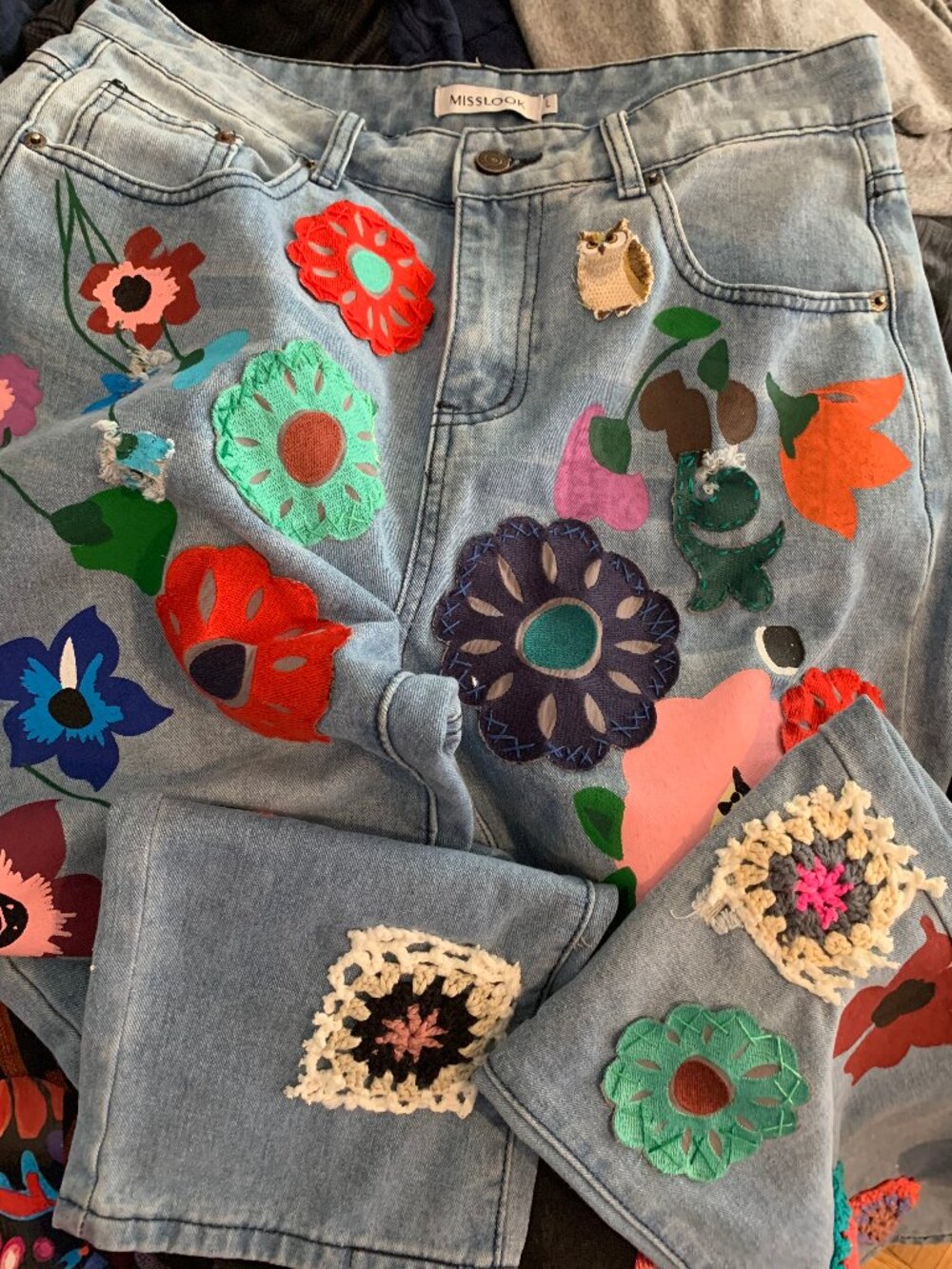 Custom One-of-a Kind Upcycle Jeans size large